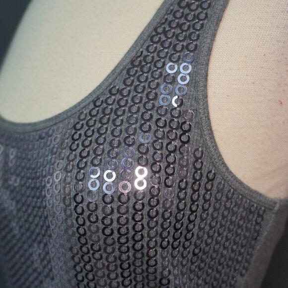 Express Womens Grey Black Bundle (2) Sequin Sexy Basic Tank Tops Size Small - Picture 9 of 11